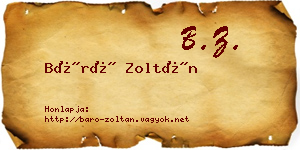Báró Zoltán névjegykártya